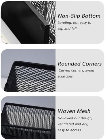 Desk Organizer Desktop Mesh Pen Pencil Holder Caddy with 4 Compartments, Office Home School Classroom Accessories Cool Supplies