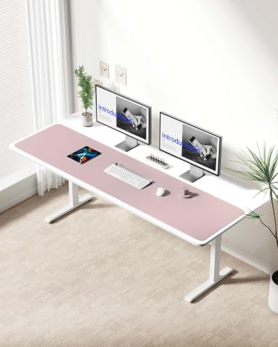 YSAGi Leather Desk Protector, Office Mat, Large Mouse Mat, Non-Slip PU Leather Blotter, Laptop Desk Mat, Waterproof Writing Pad for Office and Home(Grayish Lavender, 63" x 17.2")