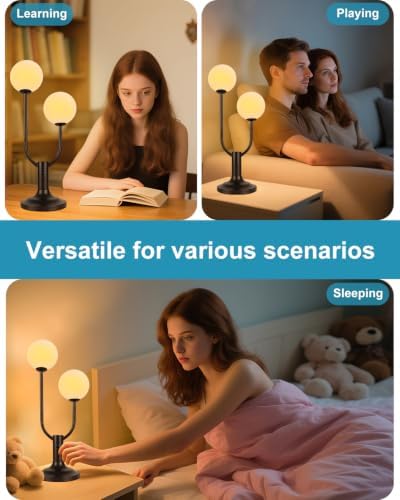 Lightdot Black Globe Table Lamp for Bedroom Gift G9 Bulbs Included Dimmable