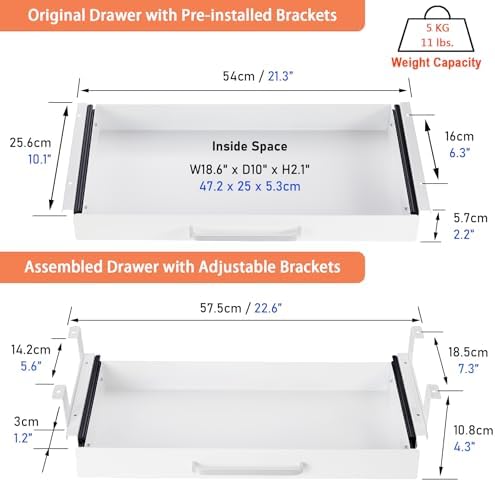 Under Desk Drawer Organizer 21", Large Desk Pencil Storage Drawer