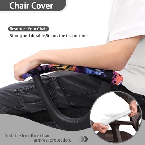 Chair Arm Rest Covers Set of 2, Coconut Tree Beach Print Gaming Chair Arm Covers Protectors, Skin Friendly Breathable Computer Desk Chair Arm Covers