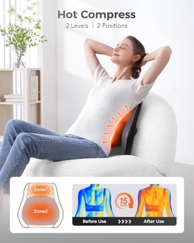 Boriwat Back Massager with Heat, 3D Kneading Massage Pillow for Back, Neck, Shoulder, Leg Pain Relief Deep Tissue, Gifts for Women Men Mom Dad(Dark Gray)