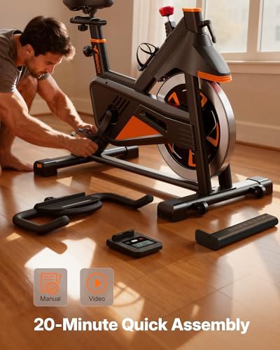 MERACH Magnetic Exercise Bike, Heavy Duty Stationary Bike for Home Gym