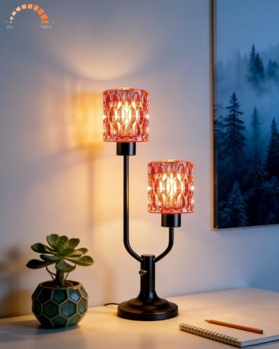 Lightdot Red Glass Vintage Lamp Mid Century Modern Table Lamp Dimmable Gift