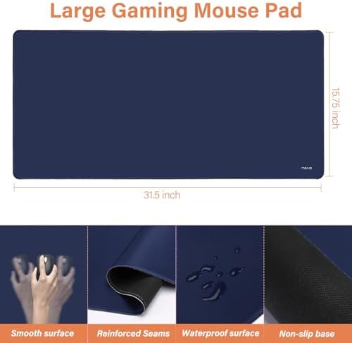 MOSISO Large Gaming Mouse Pad&Massage Keyboard Wrist Rest, Navy Blue
