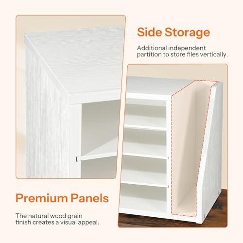 HOOBRO Mail Sorter, Literature Organizer with Adjustable Shelves, Paper Organizer for Office, Home, Wood Countertop File Holders, Mails, Magazines, White WT41WF01
