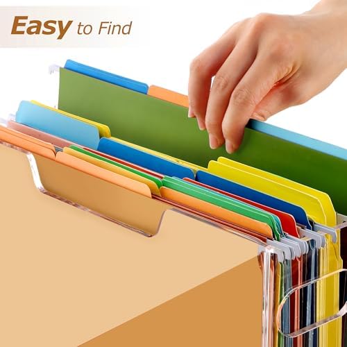 Clear Acrylic Hanging File Organizer Box with Handle, Letter Size Portable File Folder Storage Box, Filing Holder for Desk Home Office - 1 Pack