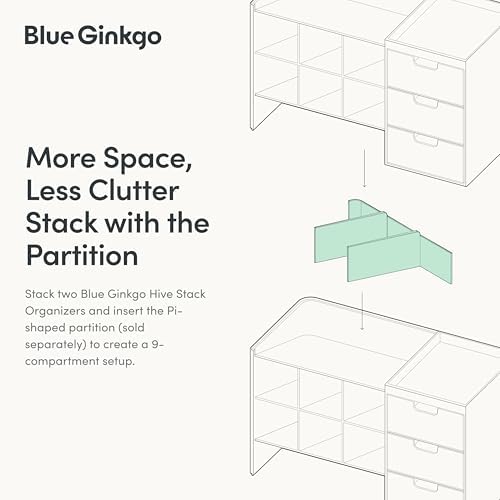Blue Ginkgo Hive Stack Organizer Partition, Blue