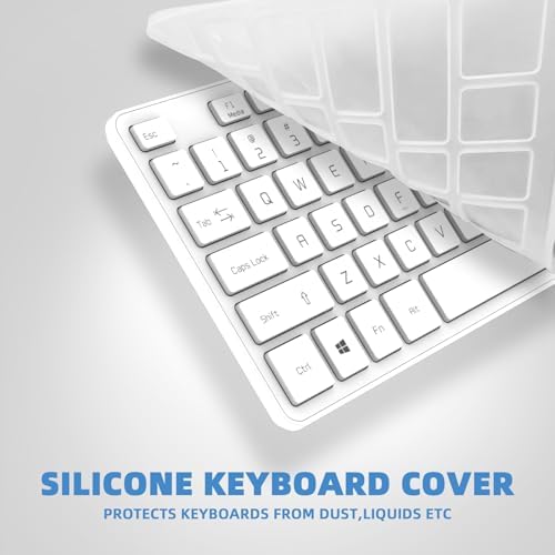Wired USB Keyboard, Comfortable Quiet Chocolate Keys, Durable Ultra-Slim Computer Keyboard Wired(QWERTY) for PC, Windows 11/10/8/7/XP/Vista KB1430 (White, Wired Keyboard for Windows)