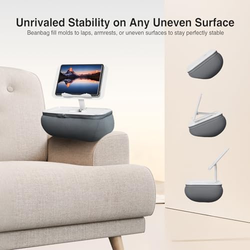 elitehood Adjustable iPad Pillow Stand for Lap, Soft Cushion Lap Beanbag