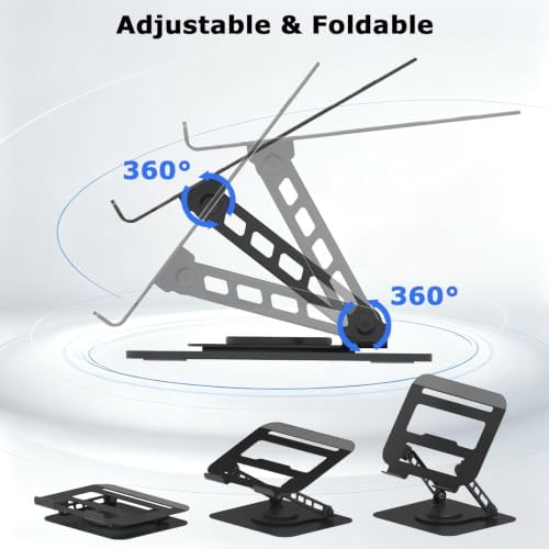 Adjustable Laptop Stand 360°Rotation Computer Riser for Desk, Black