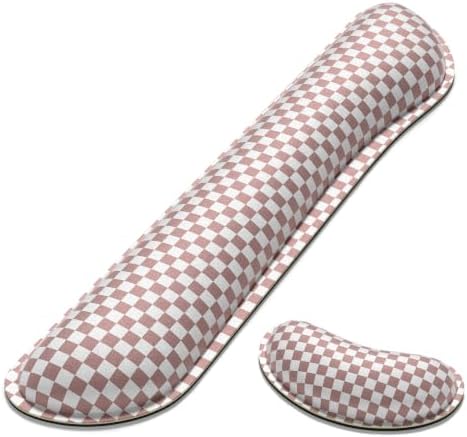 Dapesuom Enlarge Keyboard Wrist Rest, Memory Foam Wrist Cushion for Support, Cute Typing Pain Relief Keyboard Mouse Pad Rests Set with Non-Slip Base for Gaming Laptop Office Computer, Dusty Rose