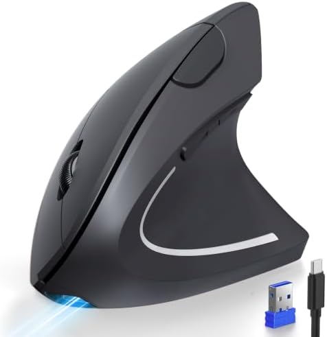 TECKNET Vertical Ergonomic Mouse with Jiggler Bluetooth Rechargeable