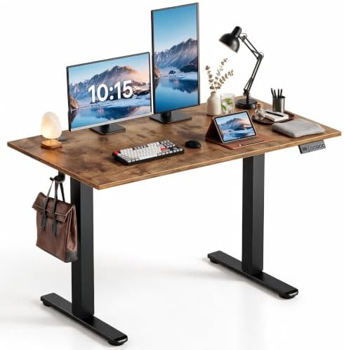Claiks 48 x 24 Inch Rustic Brown Electric Standing Desk