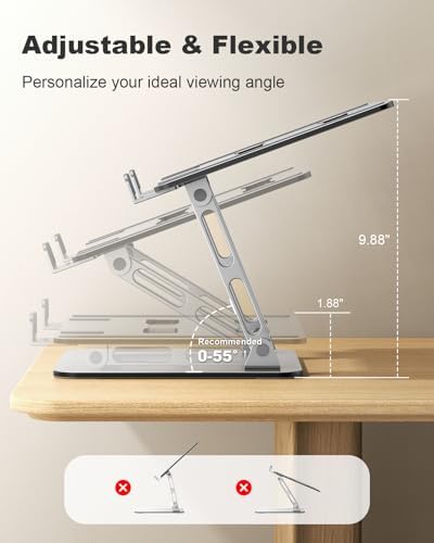 RIWUCT Laptop Stand for Desk Adjustable Height, Ergonomic Laptop Riser