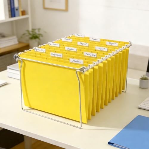 SUNEE Hanging File Folders, 25 Pack Letter Size Hanging File Folders with 1/5-Cut Tabs, Ideal for Home and Office Organization and Papers Classification,Yellow