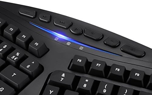 Perixx PERIBOARD-312 Ergonomic Backlit Keyboard - Wired USB with 2 Hubs - Natural Split Design - White LED - Black
