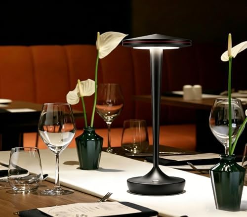 YHT Cordless Table Lamps Rechargeable for Restaurant (2 Black)