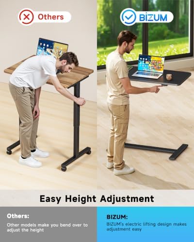 BIZUM Small Electric Standing Desk Bedside Table 31.5 x 15.8 Inch, Black