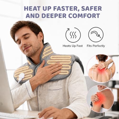 Neck and Shoulder Heating Pad, Wearable Electric Heating Pads for Back Pain