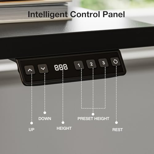 Muvai 59" L Shaped Standing Desk with Cable Tray, Reversible, Black