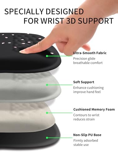 Hokafenle Ergonomic Wrist-hugging Mouse Pad Wrist Support, U-shaped Holding Wrist Rest Mousepad for Carpal Tunnel Pain Relief with Cushioned Memory Foam Slope Massage Bulge (10.2x8.3 in,CherryBlossom)