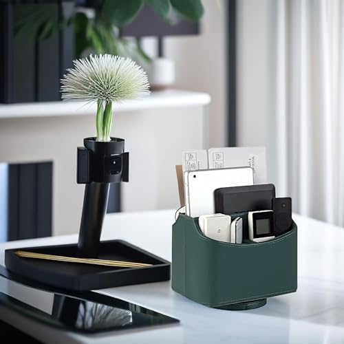 UnionBasic Rotating Desk Organizer, 360 Desk Spinning Caddy, Desktop TV Guide/Mail/Media/Remote Controller Holder Organizer,Green