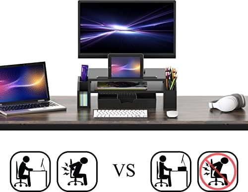 Simple Houseware Desk Monitor Stand Riser w/ Adjustable Tray, Black
