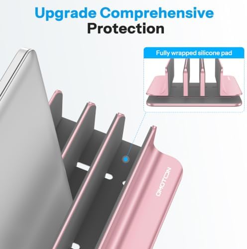 OMOTON 3-Slot Multiple Vertical Laptop Stand, Fits MacBook, Rosegold
