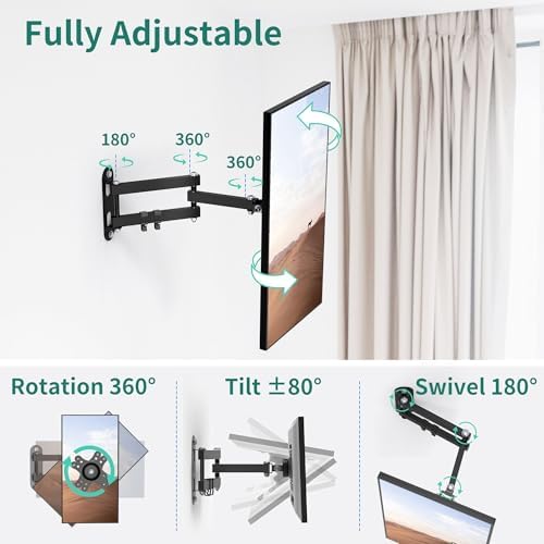 PlusAcc Wall Mount for Show 15 & 13-27 Inch Monitors TVs, Adjustable Shelf