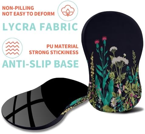 Ergonomic Mouse Pad Wrist Support with Memory Foam Massage Bulge, Carpal Tunnel Pain Relief Mousepad Wrist Rest for Mouse(12x8 inch, Midnight Floral)