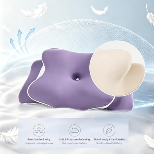 Pillow for Neck Pain Relief, Cooling Memory Foam Cervical Contour Support