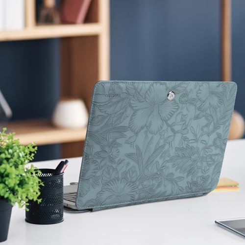 MOSISO PU Leather Sleeve Case, Embossed Hibiscus Portfolio Protective Stand Cover