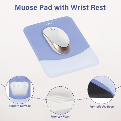 MOSISO Wrist Rest Support Mouse Pad & Keyboard Set, Slate Blue