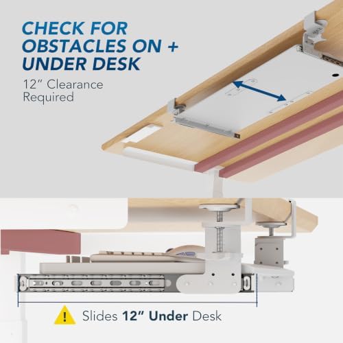 Keyboard Tray Under Desk Pull Out with Extra Sturdy C Clamp Mount System