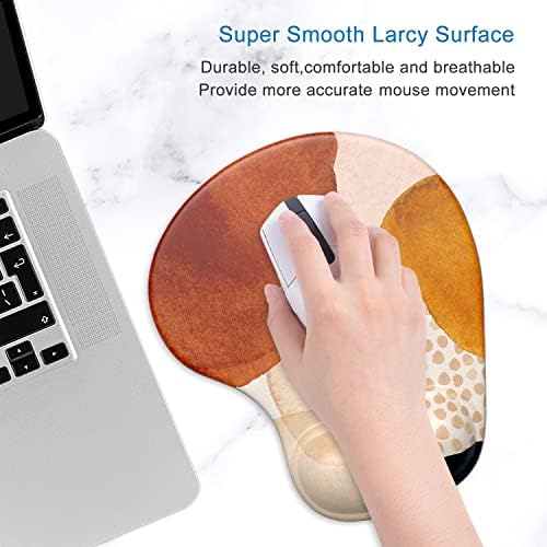 ITNRSIIET Ergonomic Mouse Pad with Gel Wrist Support Wrist Rest Smooth Surface Non-Slip PU Base Comfortable Office Supplies Pain Relief, 9.5 x 8 inches, Abstract Art Style