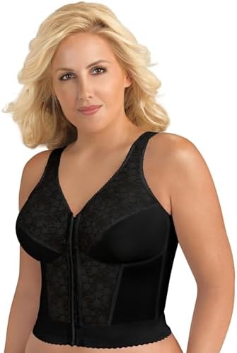 Exquisite Form 5107565 Fully Slimming Wireless Back & Posture Support Longline Bra with Front Closure & Lace
