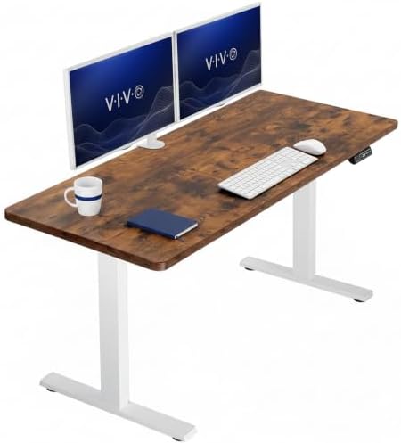 VIVO Rustic Vintage Brown 60 x 24 in Standing Desk, DESK-KIT-1W6N