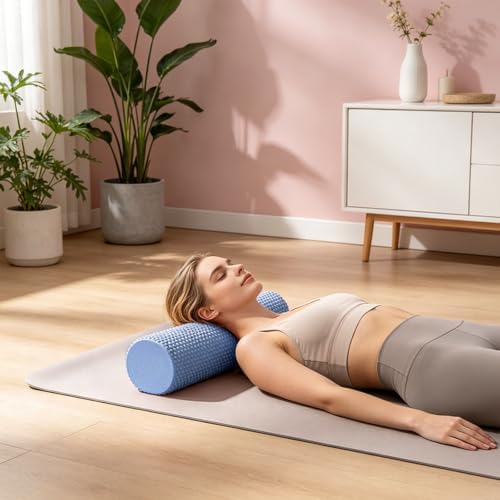 12 Inch EVA Foam Roller for Back, Yoga & Balance Exercises – High-Density Massage Roller for Pain Relief, Fitness Recovery Balance Exercises, High-Density (Blue 2)