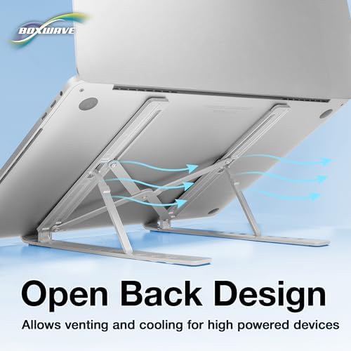 BoxWave Stand and Mount Compatible with Framework Laptop 12 - Compact QuickSwitch Stand, Portable Multi Angle Viewing Foldable Riser - Metallic Silver