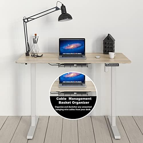 SHW 48-Inch Electric Height Adjustable Sit to Stand Desk, Maple