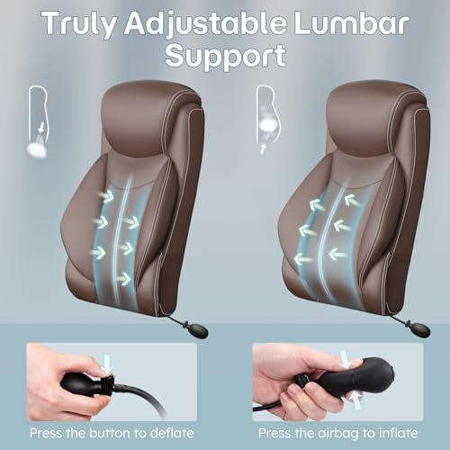 Ergonomic Office Chair,Inflatable Lumbar Support High Back Chair,Brown