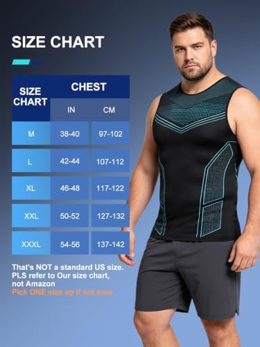 Odoland 3 Pack Men Compression Shirt Slimming Body Shaper Workout Vest