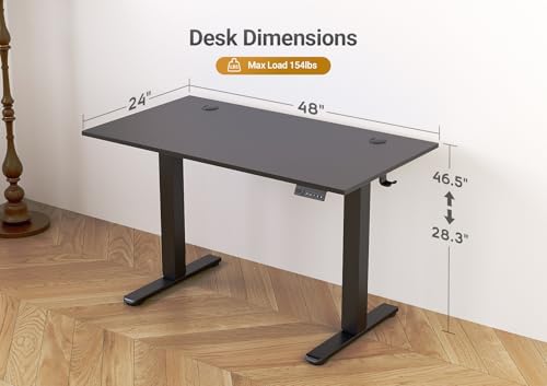 INNOVAR Electric Height Adjustable Standing Desk, 48x24 Inch, Deep Black