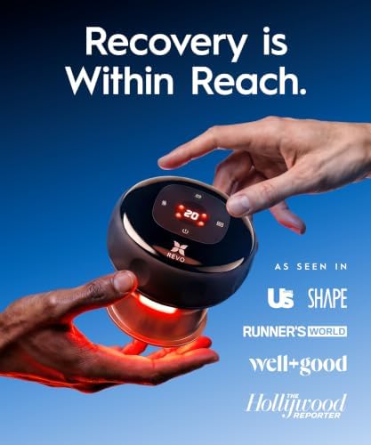 REVO The Original 4-in-1 Smart Cupping Therapy Massager, Red Light Therapy for Targeted Pain Relief, Knots, Aches, Muscle Soreness, Circulation & Tighter Skin, Portable Cupping Kit (Four Pack)