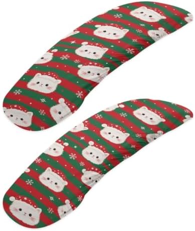 Office Chair Arm Covers Set of 2, Christmas Cat Snowflake Printed Soft Stretch Office Computer Chair Armrest Covers with Elastic Edge, Universal Fit, Home Decor