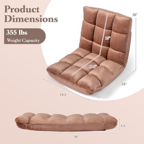 GIANTEX Floor Chair with 14-Position Adjustable, Couch Recliner (Beige)
