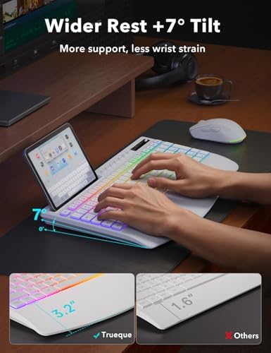 Trueque Wireless Keyboard and Mouse Combo, 4000mAh Battery, Wrist Rest