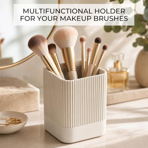 KIBAGA Aesthetic Pen Holder for Desk - Modern Concrete Pencil Holder & Cup