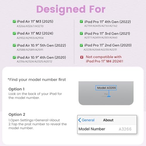 Keyboard case for ipad Air 11 inch(M2 2024)/10.9 Inch Air 5th 4th Generation & iPad Pro 11 inch (1st/2nd/3rd/4th Gen)-Backlit Detachable Keyboard, Folio cover with upper easily Pencil Holder-(Purple)